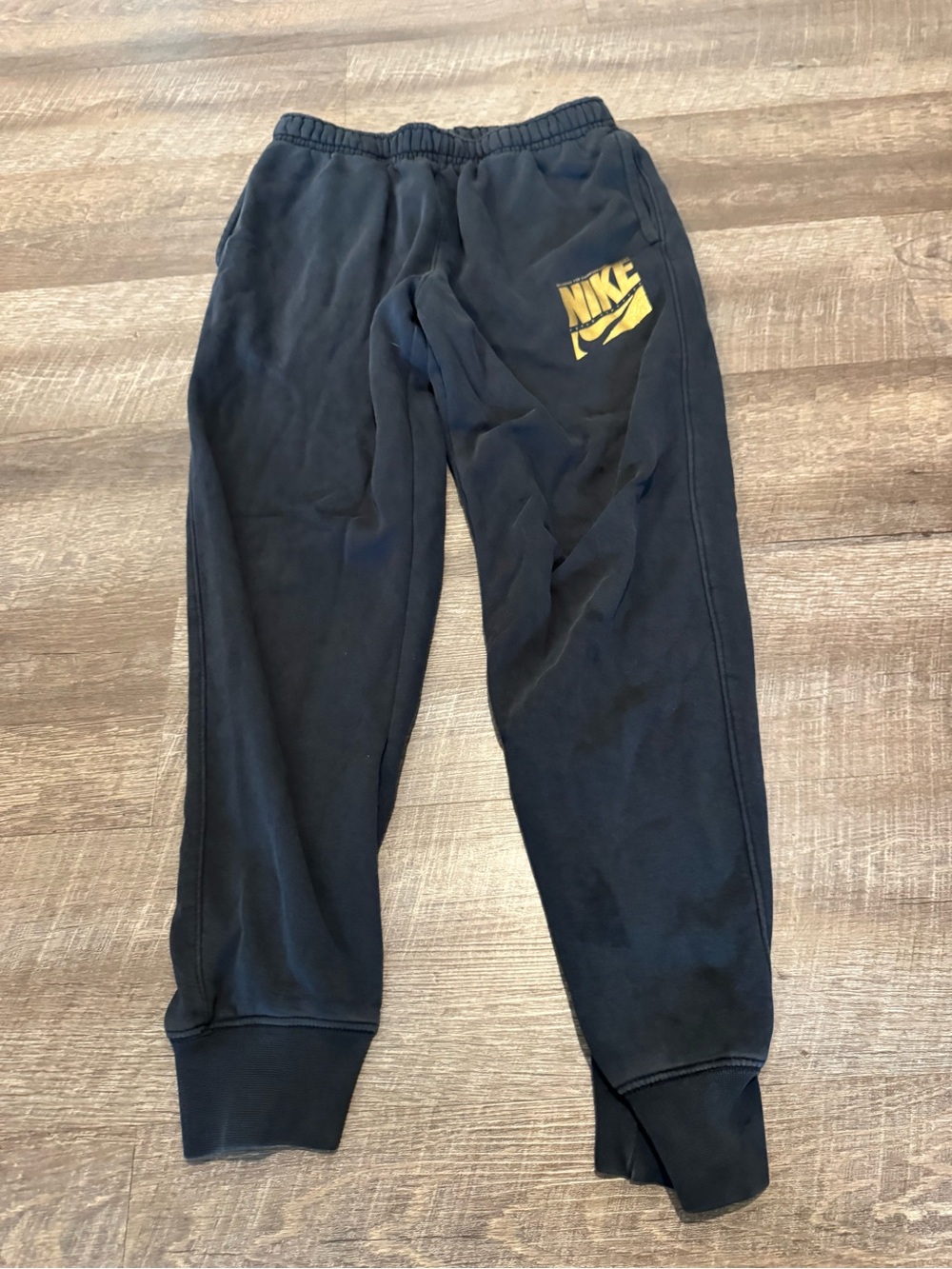 Nike Black Jogger Sweatpants with Gold Logo
